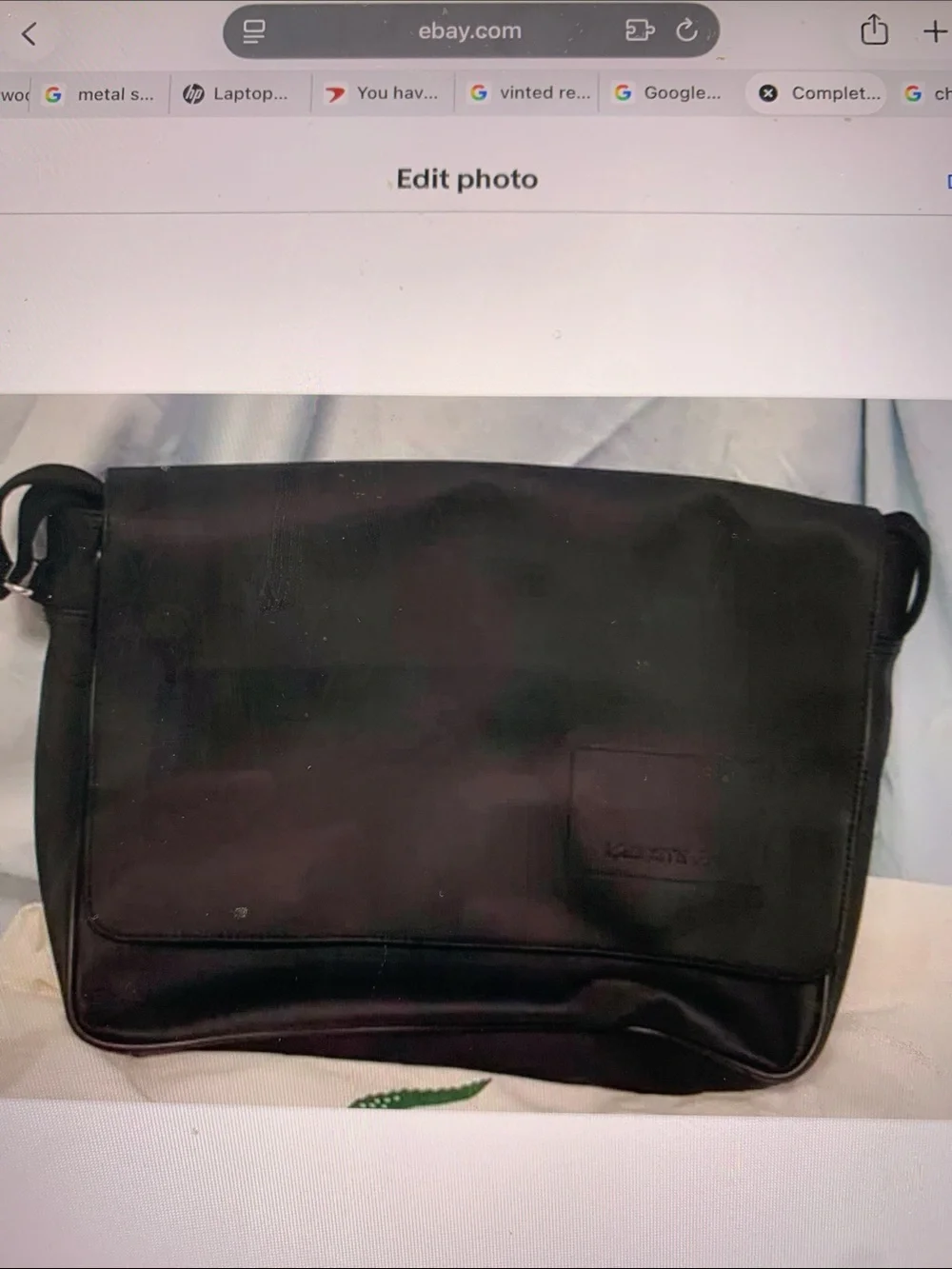 Lacoste Black Men’s Messenger Bag - Classic Leather-Style Shoulder Bag